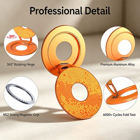 OX-3 Double-Sided Magnetic Holder · Amber orange · structure detail
